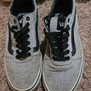 Vans Gray Canvas Low-Top Sneakers with Black Accents